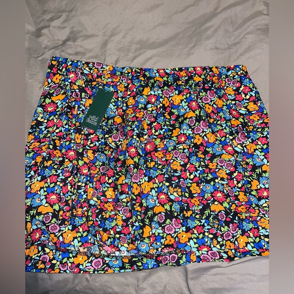 Black multi color floral skirt
